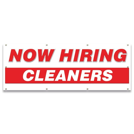 Signmission Now Hiring Cleaners Banner Apply Inside Accepting Application Single Sided B-96-30217